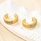 Brass Micro Pave Clear Cubic Zirconia Cuff Earrings, C-Shaped, Real 18K Gold Plated, 12.5x11x4mm