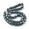 Electroplated Natural Lava Rock Beads Strands, Hexagon, Green Plated, 7~8.5x7.5x6.5mm, Hole: 1.5mm, about 50pcs/strand, 11.81''(30cm)