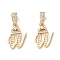 Eco-Friendly Brass Micro Pave Cubic Zirconia Pendants, Long-Lasting Plated, Real 18K Gold Plated, Cadmium Free & Lead Free, Letter, Letter.W, 16~20x7~11.5x1.5~2.2mm, Hole: 6.5x3.5mm