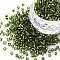 8/0 Glass Bugle Beads, Silver Lined, Olive Drab, 2.5~3x2.5mm, Hole: 1mm, about 15000pcs/pound