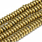 Electroplate Non-magnetic Synthetic Hematite Beads Strands, Heishi Beads, Disc/Flat Round, Light Gold Plated, 6x2.5mm, Hole: 2mm, about 150pcs/strand, 15.7 inch