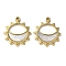 Flower with Lune 304 Stainless Steel Natural Paua Shell/White Shell Pendants, Real 18K Gold Plated, 18.5x16x2mm, Hole: 1.2mm