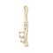 Brass Micro Pave Cubic Zirconia Pendants, Cadmium Free & Nickel Free & Lead Free, Stick, Real 14K Gold Plated, 29x5x4mm, Hole: 1.4mm