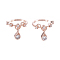 Brass Micro Pave Clear Cubic Zirconia Cuff Earrings, Teardrop, Rose Gold, 14x11mm, Inner Diameter: 11.7mm