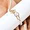 Heart 304 Stainless Steel Beaded Bracelets, with Plastic Pearl, Ion Plating(IP), Golden, 7-5/8 inch(19.5cm)