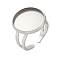 Non-Tarnish 304 Stainless Steel Cuff Ring Settings, Round, Stainless Steel Color, Tray: 16mm, 2.8~7.5mm, Inner Diameter: 18mm
