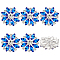 6Pcs 1-Hole Alloy Rhinestone Shank Buttons, with Glass, Flower, Sapphire, 27.5x9.5mm, Hole: 1.4mm