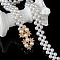Alloy & Acrylic Imitation Pearl Beaded Elastic Chain Belts, White, Golden, Flower, 600~800mm