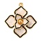 Brass with Enamel Fold Over Clasps, Cadmium Free & Nickel Free & Lead Free, Flower, Real 18K Gold Plated, 22.5x19.5x12.5mm, Hole: 1.2mm