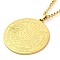 304 Stainlessa Steel Curb Chain Pendant Necklaces, Flat Round with Star Pattern, Real 18K Gold Plated, 23.50 inch(59.7cm)