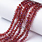 Electroplate Transparent Glass Beads Strands, Half Rainbow Plated, Faceted, Rondelle, FireBrick, 6x5mm, Hole: 1mm, about 80~85pcs/strand, 38~40cm