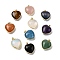 Natural & Synthetic Mixed Gemstone Pendants, Brass Heart Charms, Golden, Rack Plating, Cadmium Free & Lead Free, Mixed Dyed and Undyed, 24.5x21.5x10~10.5mm, Hole: 5.5x4mm