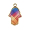 304 Stainless Steel Enamel Pendants, Hamsa Hand Charm, Golden, 17.5x10.5x2mm, Hole: 1.6mm