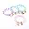 Transparent Acrylic Stretch Charm Bracelets for Kids, with Alloy Enamel Pendants, Unicorn & Daisy, Golden, Mixed Color, Inner Diameter: 1-3/4 inch(4.6cm)