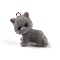 Flocking Resin Cute Kitten Pendants, Cat Shape Charms with Platinum Plated Iron Loops, Gray, 28x27x28mm, Hole: 2mm