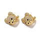 Серьги-клипсы из латуни с микропаве из кубического циркония EJEW-C057-09G-2