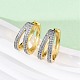 Латунные серьги-кольца из прозрачного кубического циркония EJEW-H158-15GP-3