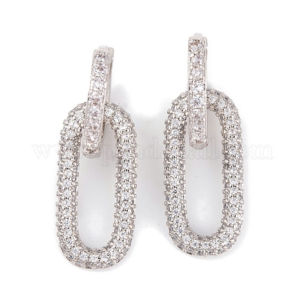 Серьги из латуни с фианитом EJEW-S219-13P-1