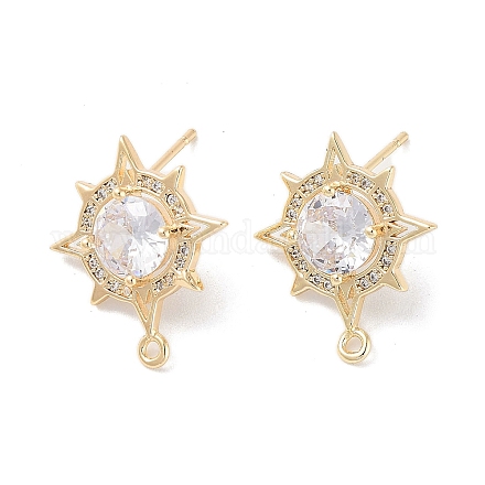 Латунные серьги-гвоздики из циркония KK-E107-09G-1