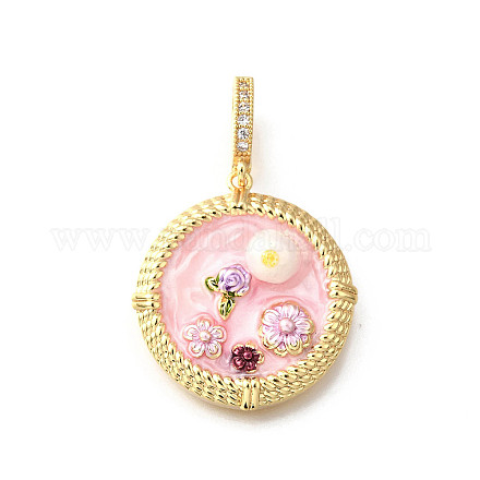 Латунные подвески с микропаве из кубического циркония и эмали KK-R222-14G-02-1