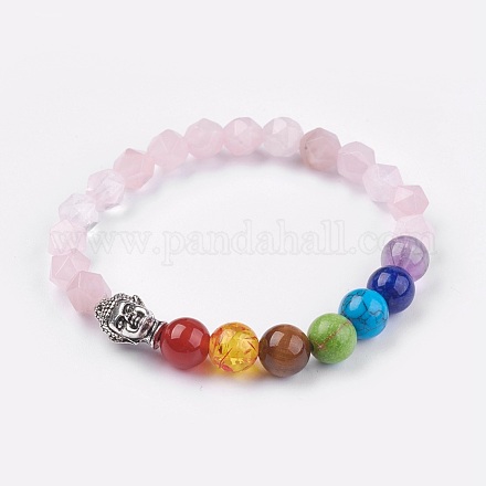 Естественно розовый кварц стрейч браслеты BJEW-JB03951-03-1