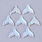 Transparent Glass Pendants, AB Color Plated, Mermaid Fishtail, Clear AB, 19x19.5x3.5mm, Hole: 1.2mm