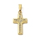 Ion Plating(IP) 304 Stainless Steel Micro Pave Cubic Zirconia Pendants, Cross Charms, Golden, 17.5x10x2mm, Hole: 4x2.5mm