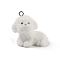 Flocking Resin Cute Puppy Pendants, Dog Charms with Platinum Plated Iron Loops, White, 31.5x23x20mm, Hole: 2.5mm