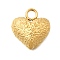 304 Stainless Steel Charms, Ion Plating(IP), Textured, Heart Charm, Real 14K Gold Plated, 13x12x4.5mm, Hole: 2.3mm