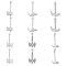 12Pcs 6 Style 304 Stainless Steel Pendants, Axe & Hammer, Stainless Steel Color, 4~34x13~21.5x3.5~4.5mm, hole: 1.5~1.8mm, 2pcs/style