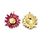 Real 18K Gold Plated 304 Stainless Steel Pendants, with Enamel, Flower Charm, Medium Violet Red, 23.5x20.5x3mm, Hole: 1.4mm