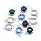 Brass Links connectors, with Faceted Glass, Flat Round, Lead Free & Cadmium Free, Platinum, Mixed Color, 14x9x3.5mm, Hole: 1mm