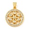 Rack Plating Brass Micro Pave Cubic Zirconia Pendants, Cadmium Free & Lead Free, Long-Lasting Plated, Flat Round, Real 18K Gold Plated, 20x17.5x3mm, Hole: 4x3.5mm