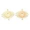 Brass Connector Charms, Sun Links, Cadmium Free & Nickel Free & Lead Free, Real 18K Gold Plated, 20.5x24x0.7mm, Hole: 1.2mm