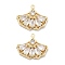 Brass Micro Pave Cubic Zirconia Pendants, Cadmium Free & Nickel Free & Lead Free, Ginkgo Leaf Charms, Real 18K Gold Plated, 15.5x17.5x3.5mm, Hole: 1mm
