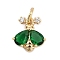 Brass Pave Cubic Zirconia Charms, Real 18K Gold Plated, with Jump Ring, Insects, 11x10.5x3mm, Hole: 3.5mm