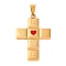 304 Stainless Steel Enamel Pendants, Cross with Word Love You Charm, Real 18K Gold Plated, 45x30x3.5mm, Hole: 10x4.5mm