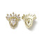 Brass Pave Clear Cubic Zirconia Nail Art Decoration, with Glass Rhinestone, Shield, Light Gold, 13x11x4mm