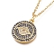 Brass Micro Pave Cubic Zirconia Pendant Necklaces, with 304 Stainless Steel Cable Chains, Flat Round with Evil Eye, Golden, Clear, 17.72 inch(45cm)