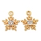 Flower Brass Micro Pave Cubic Zirconia Pendants, Cadmium Free & Nickel Free & Lead Free, Clear, Real 18K Gold Plated, 11.5x10x2.5mm, Hole: 1.2mm