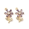 Brass Micro Pave Cubic Zirconia Pendants, Flower Charms, Nickel Free, Real 18K Gold Plated, Medium Purple, 15.5x9.5x2.5mm, Hole: 1.2mm