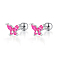 925 Sterling Silver Clear Cubic Zirconia Butterfly Stud Earrings, Pink, 6x4mm