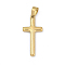304 Stainless Steel Pendants, Ion Plating(IP), Cross Charm, Golden, 34.5x15.5x2.5mm, Hole:  6.5x4.5mm