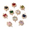 Brass Micro Pave Clear Cubic Zirconia Rectangle Links Connector Charms, with Glass, Nickel Free, Golden, Mixed Color, 14x10x4mm, Hole: 1.6mm