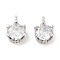Brass Micro Pave Cubic Zirconia Charms, Cadmium Free & Nickel Free & Lead Free, Flat Round, Platinum, Clear, 8x6x4.8mm, Hole: 1.6mm