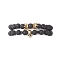 2Pcs 2 Style Natural Lava Rock & Brass Beaded Stretch Bracelets Set, Cubic Zirconia Crown & Skull Stackable Bracelets for Women, Golden, Inner Diameter: 2 inch(5.2cm), 1Pc/style
