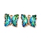 Brass with Glass Pendants, Cadmium Free & Nickel Free & Lead Free, Butterfly, Spring Green, 10x12x4mm, Hole: 1.2mm