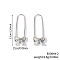 Fashionable Brass Cubic Zirconia Brooch Shape Hoop Earrings, Bowknot, 32x11mm