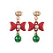 Bowknot Alloy with Acrylic & Brass Bell Stud Dangle Earrings, Christmas Theme, Golden, Golden, 25x14mm