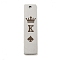 Non-Tarnish 201 Stainless Steel Big Pendants, Rectangle with Word King Charms, Stainless Steel Color, 40x10x1.5mm, Hole: 2mm